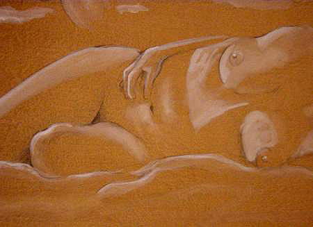 Reclining Nude Close up Spring 1999 Pencil and Gouache on BFK